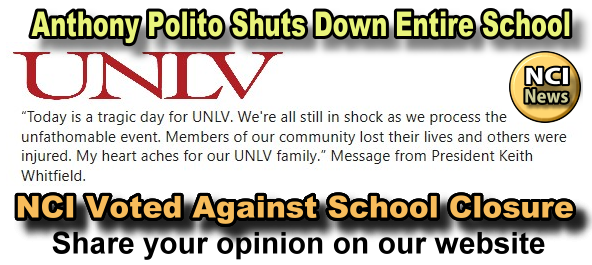 UNLV Mass Shooter Anthony Polito Forces U.N.L.V.  Class Cancellations.